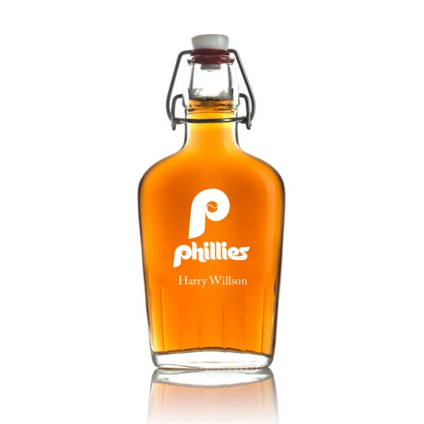 Engraved Philadelphia Phillies - Personalized Bormioli Rocco Glass Swing Top Pocket Flask