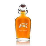 Engraved Houston Astros - Personalized Bormioli Rocco Glass Swing Top Pocket Flask