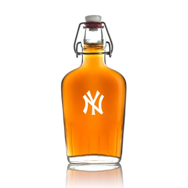 Engraved NY Yankees - Personalized Bormioli Rocco Glass Swing Top Pocket Flask