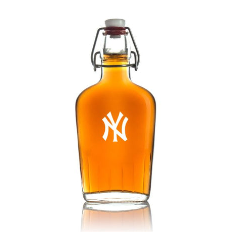 Engraved NY Yankees - Personalized Bormioli Rocco Glass Swing Top Pocket Flask