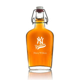 Engraved New York Yankees Logo - Personalized Bormioli Rocco Glass Swing Top Pocket Flask