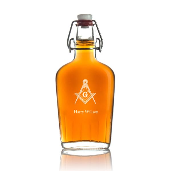 Engraved Mason - Personalized Bormioli Rocco Glass Swing Top Pocket Flask