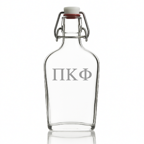 Custom Engraved Pi Kappa Phi - Personalized Whiskey Glass Flask - Swing Top
