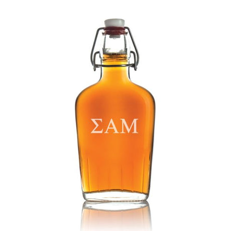 Custom Engraved Sigma Alpha Mu - Personalized Whiskey Glass Flask - Swing Top