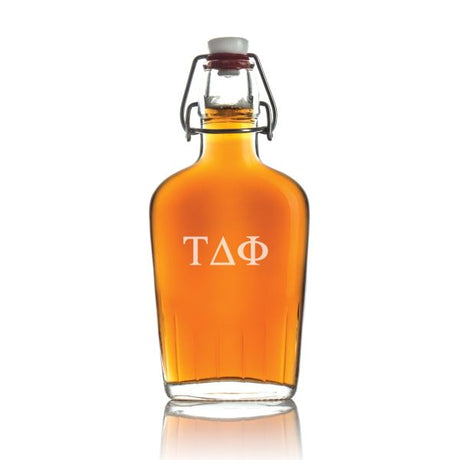 Custom Engraved Tau Delta Phi - Personalized Whiskey Glass Flask - Swing Top