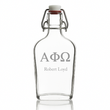 Custom Engraved Alpha Phi Omega - Personalized Whiskey Glass Flask - Swing Top