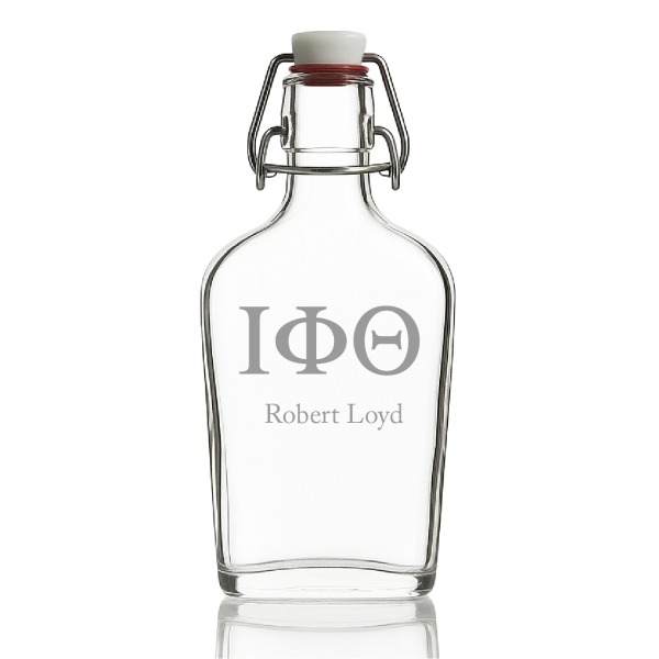 Custom Engraved Iota Phi Theta - Personalized Whiskey Glass Flask - Swing Top