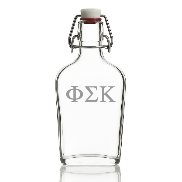 Custom Engraved Phi Sigma Kappa - Personalized Whiskey Glass Flask - Swing Top