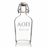 Custom Engraved Alpha Omicron Pi - Personalized Whiskey Glass Flask - Swing Top