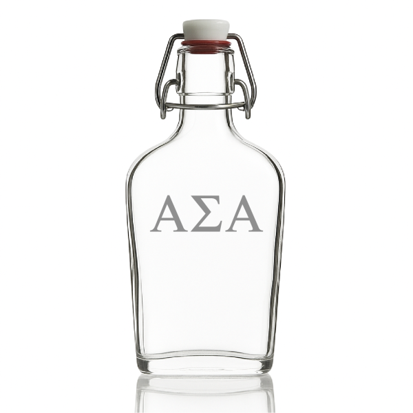 Custom Engraved Alpha Sigma Alpha - Personalized Whiskey Glass Flask - Swing Top