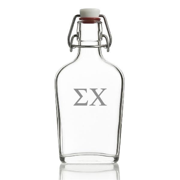 Custom Engraved Sigma Chi - Personalized Whiskey Glass Flask - Swing Top