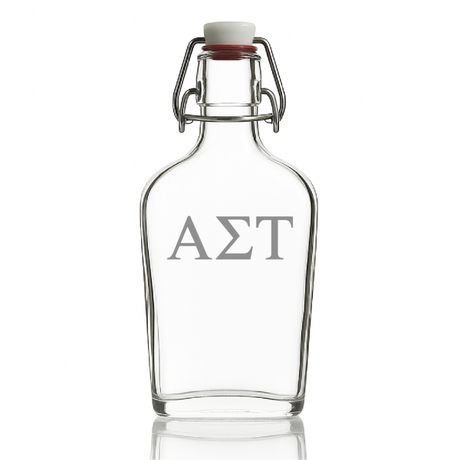 Custom Engraved Alpha Sigma Tau - Personalized Whiskey Glass Flask - Swing Top