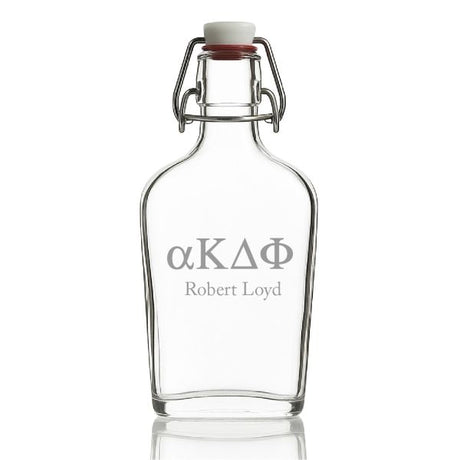 Personalized clear whiskey glass flask