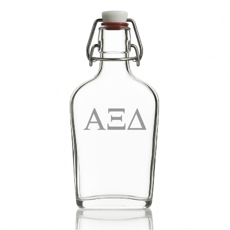Custom Engraved Alpha Xi Delta - Personalized Whiskey Glass Flask - Swing Top