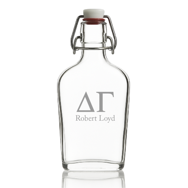 Custom Engraved Delta Gamma - Personalized Whiskey Glass Flask - Swing Top
