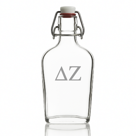 Custom Engraved Delta Zeta - Personalized Whiskey Glass Flask - Swing Top