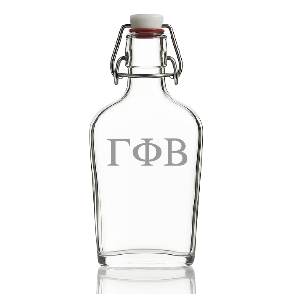Custom Engraved Gamma Phi Beta - Personalized Whiskey Glass Flask - Swing Top