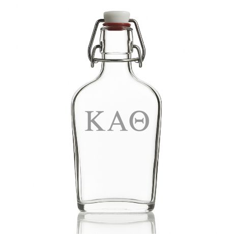 Custom Engraved Kappa Alpha Theta - Personalized Whiskey Glass Flask - Swing Top