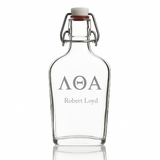 Custom Engraved Lambda Theta Alpha - Personalized Whiskey Glass Flask - Swing Top