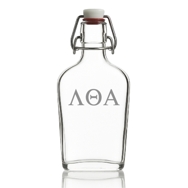 Custom Engraved Lambda Theta Alpha - Personalized Whiskey Glass Flask - Swing Top