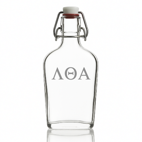 Custom Engraved Lambda Theta Alpha - Personalized Whiskey Glass Flask - Swing Top