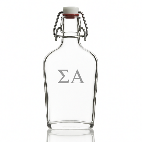 Custom Engraved Sigma Alpha - Personalized Whiskey Glass Flask - Swing Top