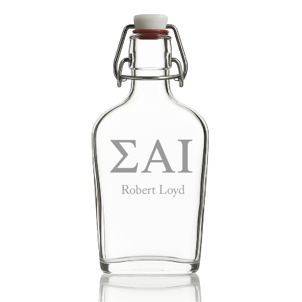 Custom Engraved Sigma Alpha Iota - Personalized Whiskey Glass Flask - Swing Top