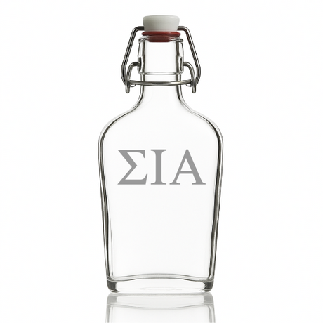 Custom Engraved Sigma Iota Alpha - Personalized Whiskey Glass Flask - Swing Top