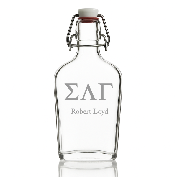 Custom Engraved Sigma Lambda Gamma - Personalized Whiskey Glass Flask - Swing Top