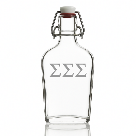 Custom Engraved Sigma Sigma Sigma - Personalized Whiskey Glass Flask - Swing Top