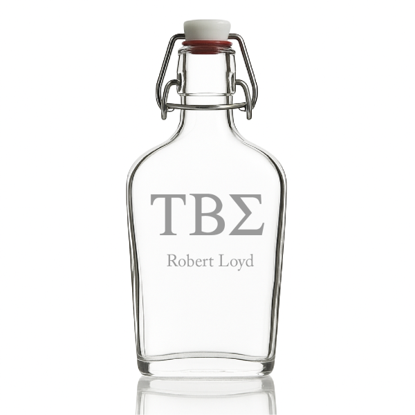 Custom Engraved Tau Beta Sigma - Personalized Whiskey Glass Flask - Swing Top