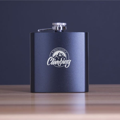 Engraved Climbing - Personalized 6oz Matte Black Powder Coated Stainless Steel FSK602