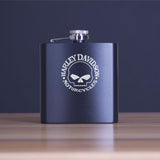 Custom Engraved Harley Davidson Motorcycles - Personalized 6oz Matte Black Powder Coated Stainless Steel FSK602