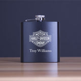 Custom Engraved Motor Harley Davidson Company - Personalized 6oz Matte Black Powder Coated Stainless Steel FSK602