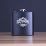 Custom Engraved Motor Harley Davidson Company - Personalized 6oz Matte Black Powder Coated Stainless Steel FSK602