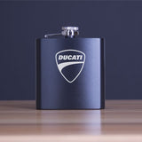 Custom Engraved Ducati Emblem - Personalized 6oz Matte Black Powder Coated Stainless Steel FSK602