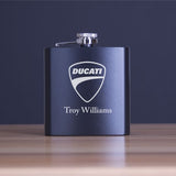 Custom Engraved Ducati Emblem - Personalized 6oz Matte Black Powder Coated Stainless Steel FSK602