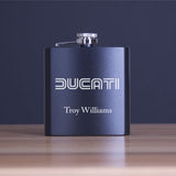 Custom Engraved Ducati - Personalized 6oz Matte Black Powder Coated Stainless Steel FSK602