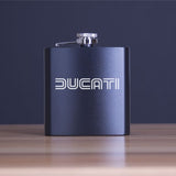 Custom Engraved Ducati - Personalized 6oz Matte Black Powder Coated Stainless Steel FSK602