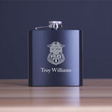 Custom Engraved Motor Harley Davidson Cycles Police 1 - Personalized 6oz Matte Black Powder Coated Stainless Steel FSK602