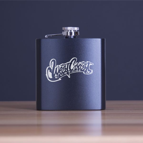 Custom Engraved West Coast Customs - Personalized 6oz Matte Black Powder Coated Stainless Steel FSK602