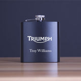 Custom Engraved Triumph Logo - Personalized 6oz Matte Black Powder Coated Stainless Steel FSK602