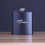Custom Engraved Harley Davidson - Personalized 6oz Matte Black Powder Coated Stainless Steel FSK602