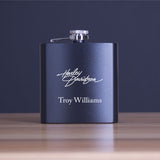 Custom Engraved Harley Davidson - Personalized 6oz Matte Black Powder Coated Stainless Steel FSK602