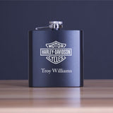 Custom Engraved Motor Harley Davidson Cycles Logo- Personalized 6oz Matte Black Powder Coated Stainless Steel FSK602