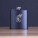 Custom Engraved Hell Rider Logo - Personalized 6oz Matte Black Powder Coated Stainless Steel FSK602