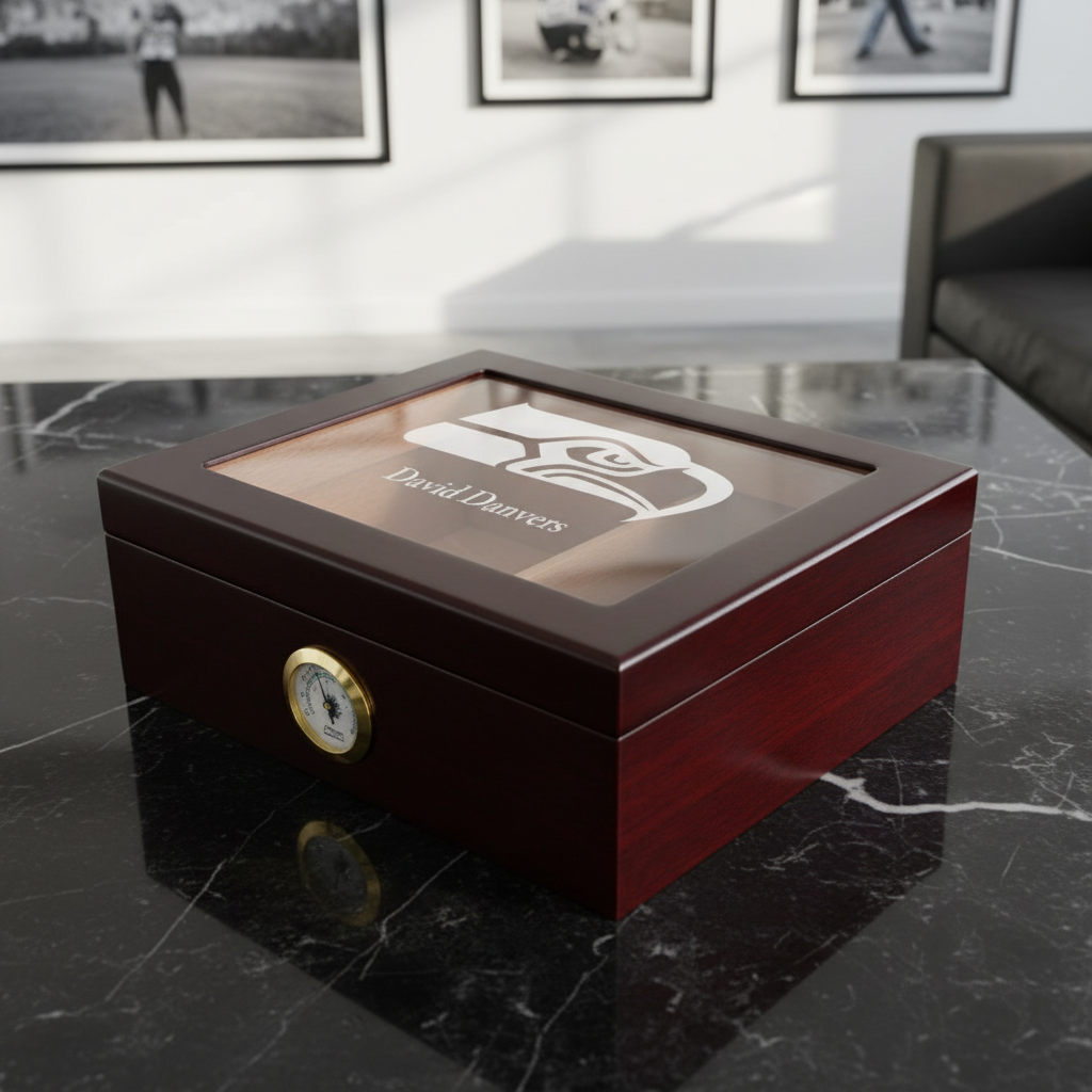 Personalized Cigar Humidor - Seattle Seahawks Football Sports Team Logo Design