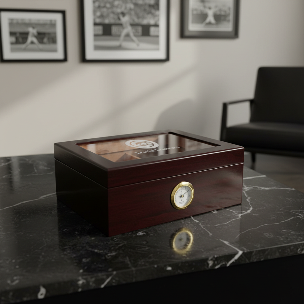 Personalized Cigar Humidor - Chicago Cubs Baseball Sports Team Logo Design