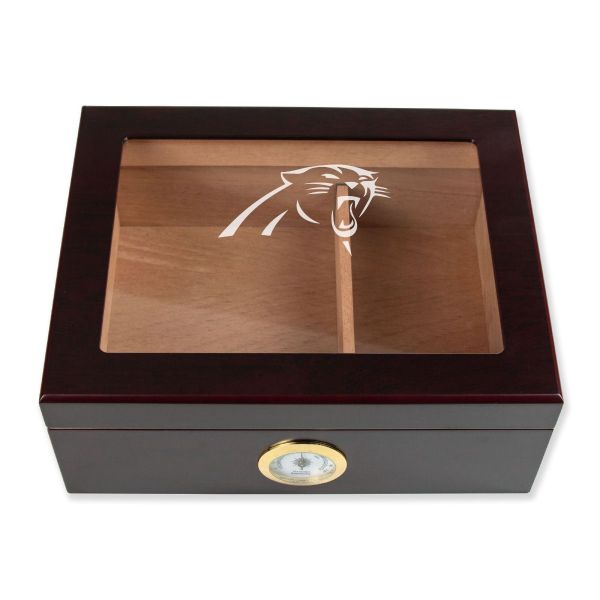 Personalized Cigar Humidor - Carolina Panthers Football Sports Team Logo Design