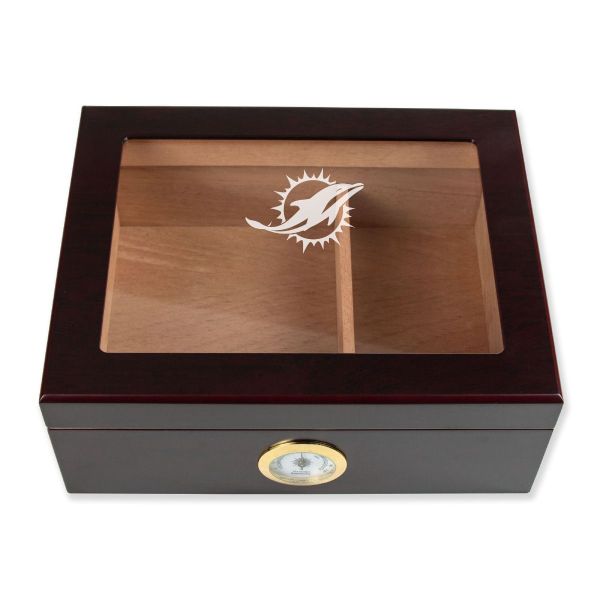 Personalized Cigar Humidor - Miami Dolphins Football Sports Team Logo Design